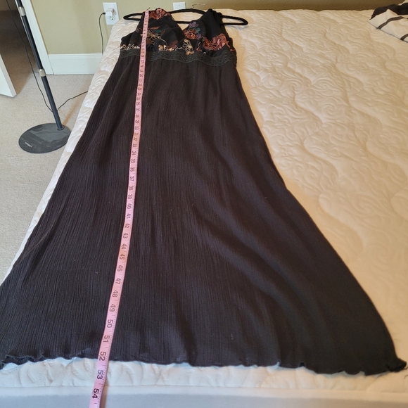 Lapis black, orange, and green sleeveless  floral dress. - Picture 9 of 9